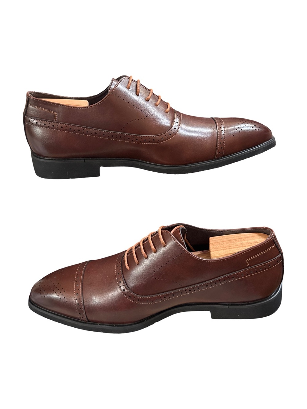 Classic Brown Cap-Toe Oxford Dress Shoes for Men